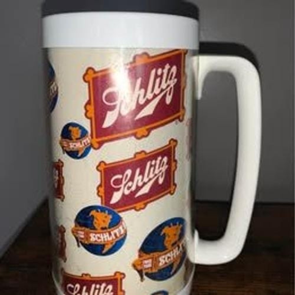 Vintage Schlitz Beer ThermoServ Insulated Mug 16oz Classic Barware - flawed